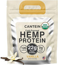 Organic Plant-Based Protein Powder - 100% Hemp Protein Vegan Shake Mix - Lactose Dairy &amp Gluten Free Clean Natural Vanilla (20 Servings)