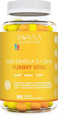 RUWAA NUTRITION Omega 3 DHA Plant-Based 3 6 9 + Vitamin C: Immune Support Heart Brain Eye &amp Joint Supplement Vegetarian Gluten Free Non-GMO 90 Gummies (1)