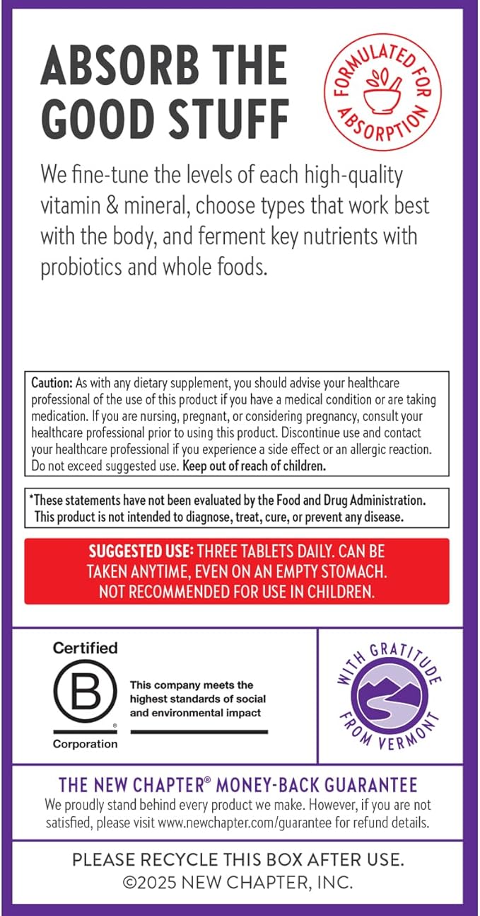 New Chapter Energy Supplement - Perfect Energy Multivitamin for Balanced Energy + Stress Support with B Vitamins + Vitamin D3 + Organic Non-GMO Ingredients - 96 ct