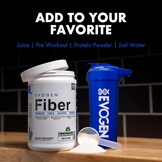 Evogen Fiber - Premium Fiber Powder Supplement | No Bloat Constipation &amp Gut Health Support | Unflavored | 30 Servings