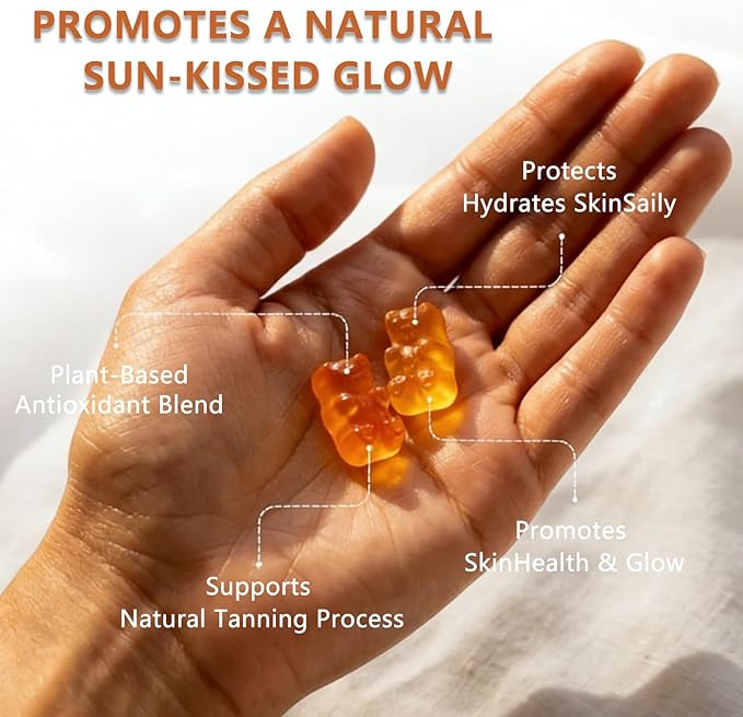 Savanna Skin Tanning Gummies– Premium Astaxanthin &amp Lycopene Formula – Hydration for Natural Looking Glow Bronzing– Watermelon Flavored Vegan Sugar Free – 60 Count