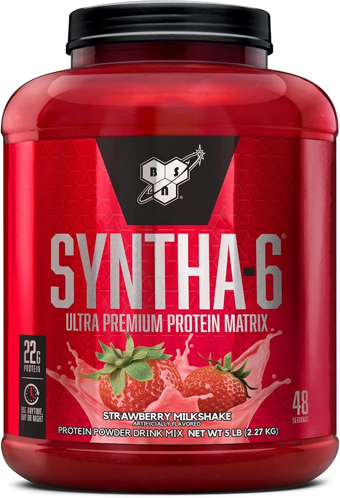 BSN SYNTHA-6 Whey Protein Powder with Micellar Casein Milk Isolate Strawberry Milkshake 48 Servings (Packaging May Vary)