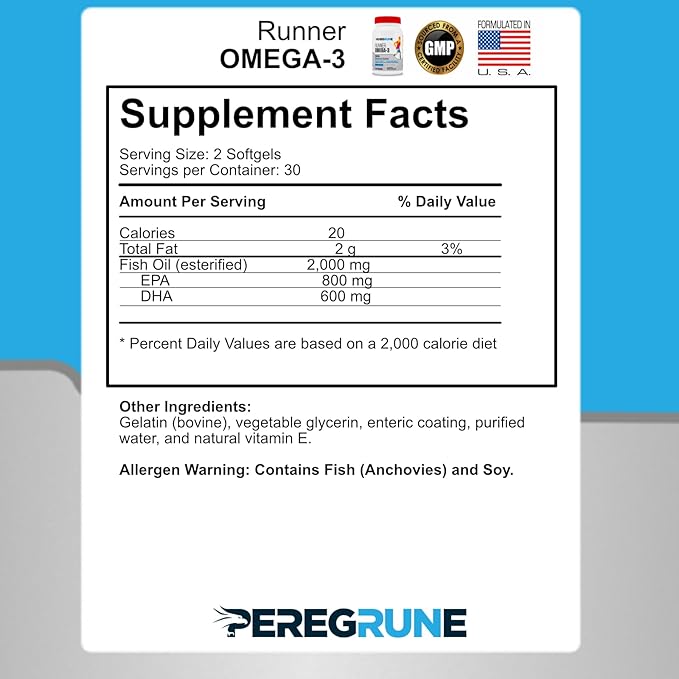 Runner Omega 3 Fish Oil | Helps Support Heart &amp Joint Health for Running with Omega- EPA &amp DHA | 1400 mg 1 Month Capsules for Men and Women | Triple Strength Nutritional Sport Supplement