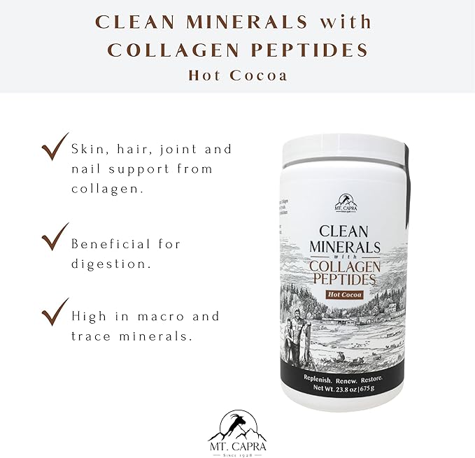 Mt. Capra Clean Whey Protein (Unsweetened) and Clean Minerals with Collagen Peptides (Hot Cocoa)