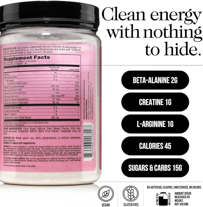 NAKED Vanilla Whey Isolate Protein Powder (24 Servings) Strawberry Lemonade Energy Pre Workout (30 Servings) – Grass-Fed Non-GMO Gluten Free Soy Free Vegan Friendly