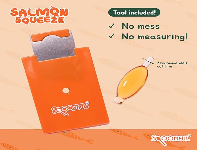 Spoonful Salmon Squeeze - 100% Natural Wild-Caught Alaskan Salmon Oil – 2000 mg Omega-3 Softgel 90 Squeezeable Softgels | DHA EPA &amp Natural Astaxanthin Non-GMO Sustainable Made in USA (90)
