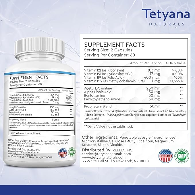 Advanced Sciatic Nerve Support Relief: Alpha Lipoic Acid Vitamin Benfotiamine - 12 in 1 Sciatica Supplements - 120 Capsules- 30-60 Supply- Made in USA