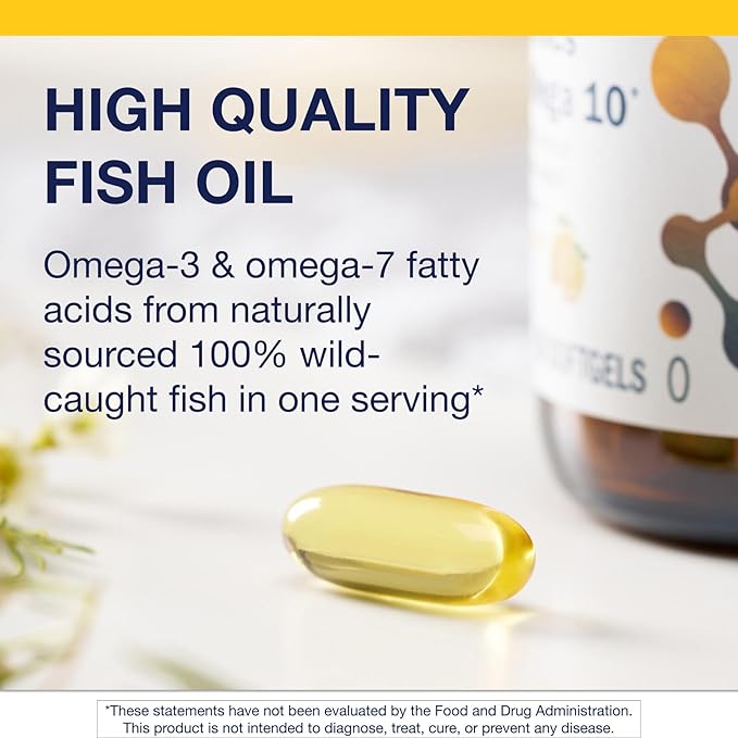 Metagenics OmegaGenics Mega 10 Omega Supplement- with Omega-7 330 mg EPA &amp 170 mg DHA for Heart Health*- Sustainably Sourced &amp No Fishy Aftertaste - Non-GMO &amp Gluten-Free - 60 Softgels