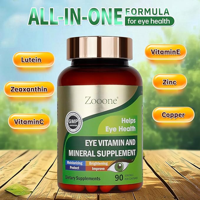 Zooone Lutein Eye Vitamins Supplement 90pcs Lutein &amp Zeaxanthin for Women Men to Against Macular &amp Dry Eye Multivitamin for Vision &amp Ocular Health with Zinc VC VE