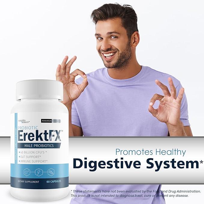 Probiotic ErektFx - Male Probiotics - Lift Your Gut Health to Support Your Overall Mind &amp Body - Over 40 Billion CFU’s of Probiotics Formulated for Men - Support Improved Overall Health