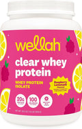 Wellah Clear Whey Protein Isolate Powder (Raspberry Lemonade) 30 Servings - 20g of Protein 100 Calories Sweetened with Stevia