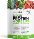 Plantvital Unflavored Organic Vegan Protein Powder - 15 Superfoods Veggies and Probiotics - Organic Plant-Based Protein Powder - All BCAA’s Gluten Free - 16oz -1 Pouch