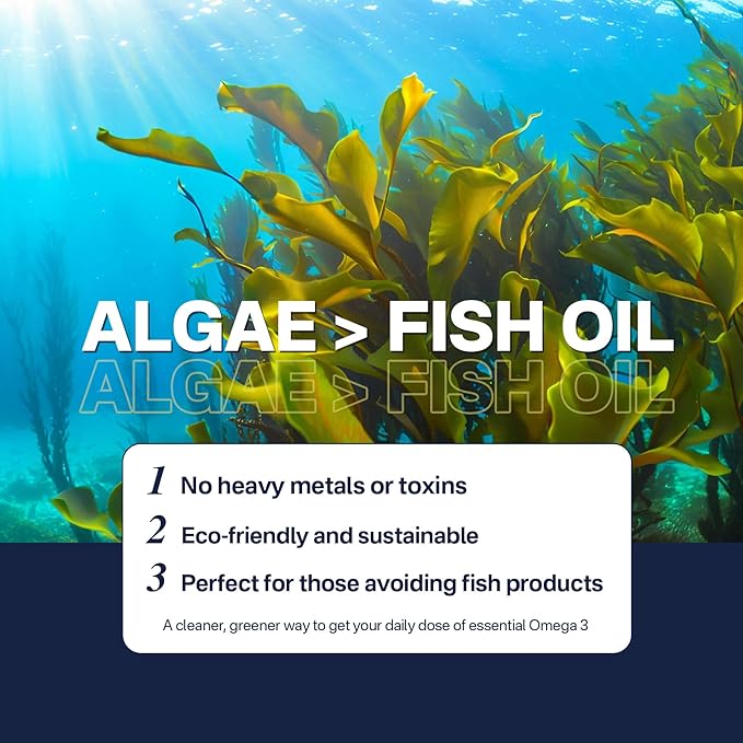 Vegan Omega 3 Supplement 120cts Omega3 Fatty Acids Softgels Fish Oil Alternative Plant-Based DHA EPA Algae Oil Omega-3 Supplement No Fish TasteNon GMO