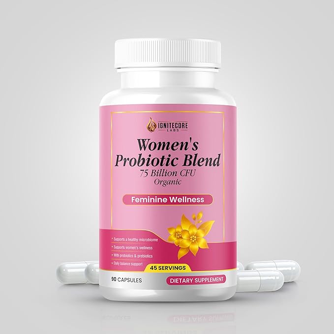 Women’s Probiotic Capsules – Daily Wellness Support with Probiotics &amp Prebiotics Non-GMO – 90 Capsules 45 Servings