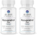 DR. EMIL NUTRITION Resveratrol Supplement - Healthy Aging Supplement with 500mg Resveratrol and 100mg Quercetin - Supports Normal Cellular &amp Cognitive Health Twin Pack