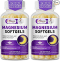 2 Pack High Absorption Magnesium Glycinate 400mg Softgels Supplement Magnesium with Calcium - Highly Bioavailable - with Vitamin D3 &amp K2 for Sleep Mood Brain Support