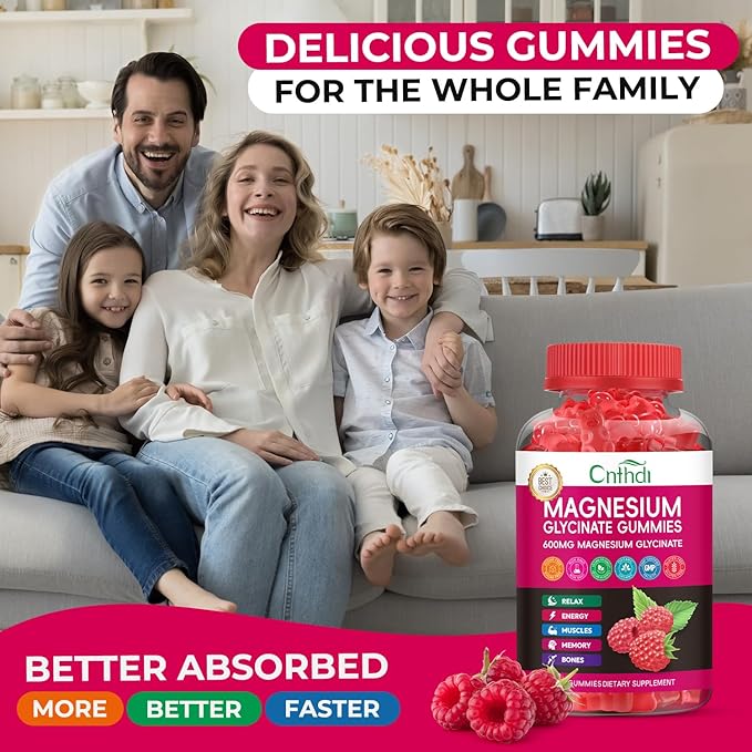 Magnesium Glycinate Gummies 600mg High Absorption Magnesium Gummies Black Currant Oil Calcium Vitamin B6 Sugar Free Chews for Adults &amp Kids Relaxation Stress Relief Night Rest