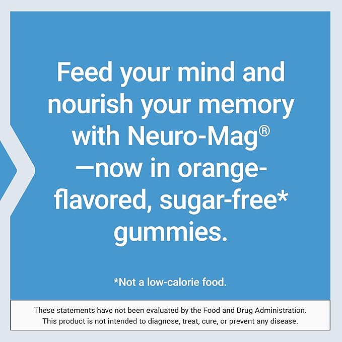 Life Extension Gummy Science™ Neuro-Mag® Magnesium L-Threonate Memory Support Quick Thinking cognition Magnesium Supplement Gluten-Free Non-GMO Orange Flavor 60 Gummies