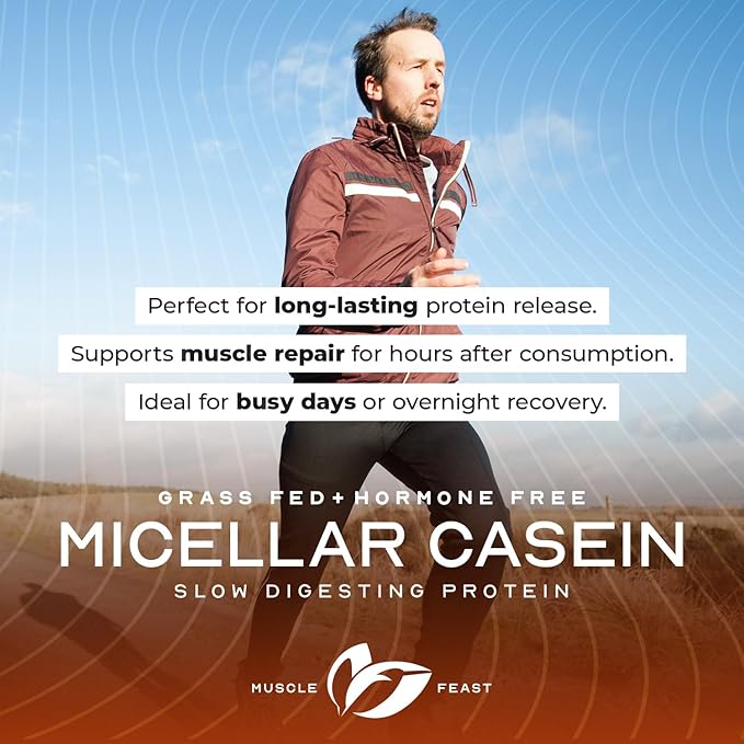 Muscle Feast Grass Fed Micellar Casein Protein Powder Pasture Raised &amp Hormone Free Slow Digesting Casein Protein - Supports Overnight Muscle Recovery Gluten Free Protein Powder - Unflavored 4