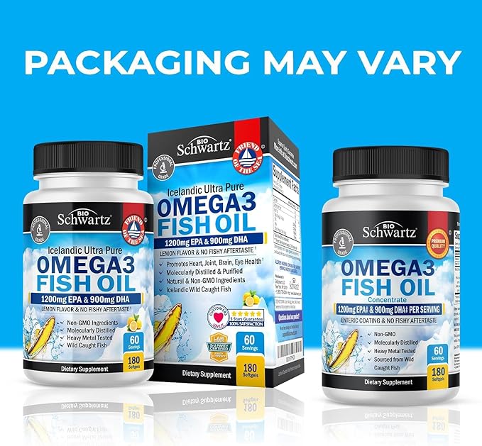 Bone Strength Mineral Supplement with Calcium and Magnesium (2 Month Supply) Plus Triple Strength Omega 3 Fish Oil Softgels (2 Month Supply)