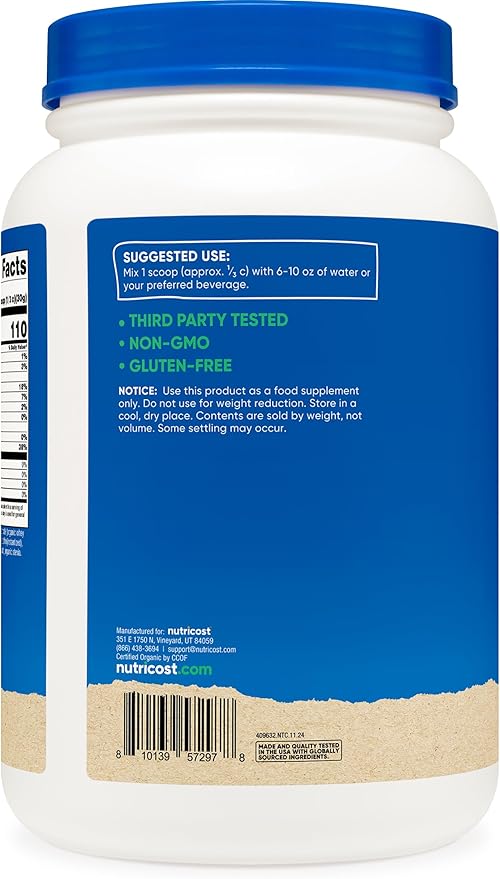 Nutricost Organic Whey Protein Concentrate French Vanilla Flavored (2LBS) - Gluten-Free Non-GMO