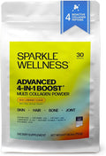 Sparkle Wellness Advanced 4 in 1 Boost | Clinically Tested Multi Collagen Powder with VERISOL FORTIBONE FORTIGEL TENDORFORTE | Acai Lemonade