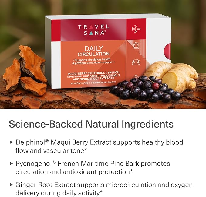 Daily Circulation | Super Antioxidants Supplement &amp Daily Circulatory Support | Maqui Berry (Delphinol) French Maritime Pine Bark (Pycnogenol) Ginger Root Extracts | 30 Servings