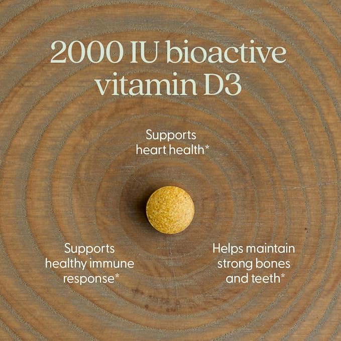 New Chapter Fermented Vitamin D3 2000 IU Organic ONE Daily for Immune Heart &amp Bone Support + Whole-Food Turmeric Adaptogenic Reishi Mushroom 100% Vegetarian Gluten Free 60 Count