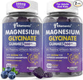 Magnesium Glycinate Gummies 500mg/250mg for Adults Kids Teens Sugar Free Magnesium Calm Sleep Aid Kids Sleep Gummies with L-Theanine Glycine B6 for Sleep Calm MuscleRelax BrainNo Melatonin2Pack