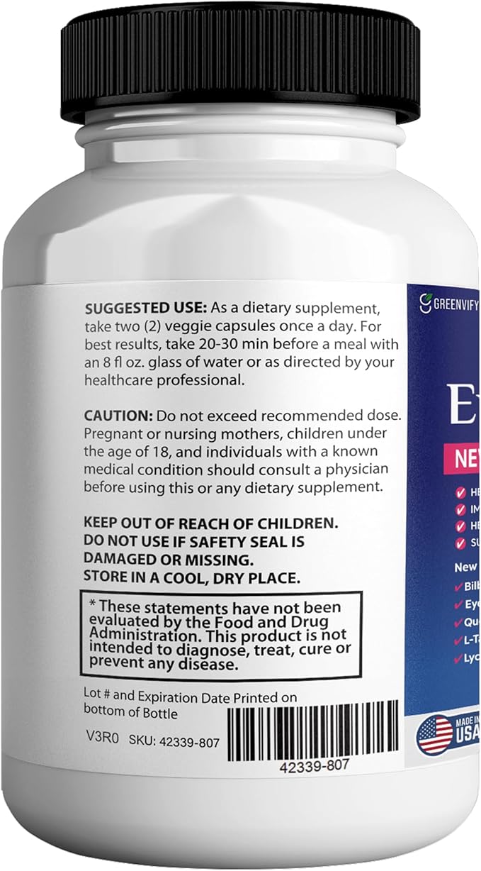 EyeFortin MAX Eye Health Supplement 60 Capsules Extra Strength with Lutein Vitamins A C E B12 Bilberry Extract 30 Day Supply (10)