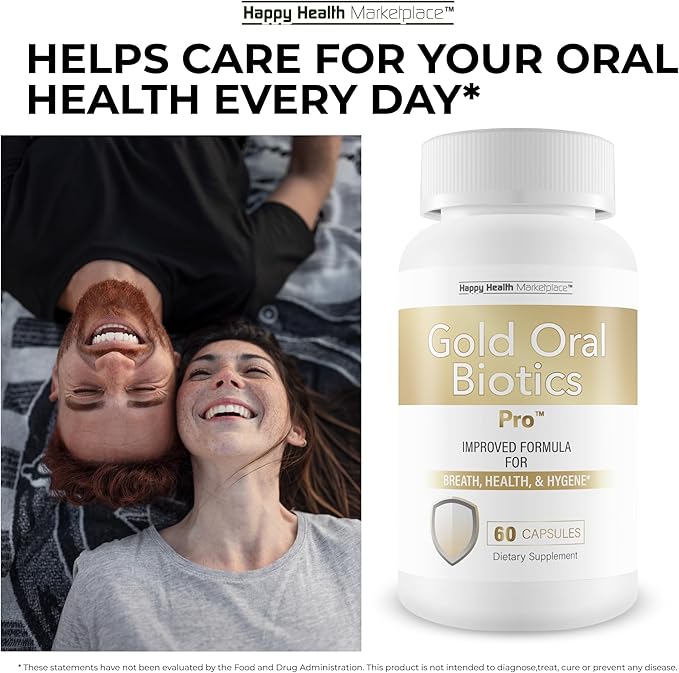 Gold Oral Biotics Pro - Our Best Oral Health Probiotics and Prebiotics - Advanced Oral Probiotics for Mouth Bad Breath - 11 Strain 40 Billion CFU Probiotic Capsules - Tooth and Gum Dental Probiotic