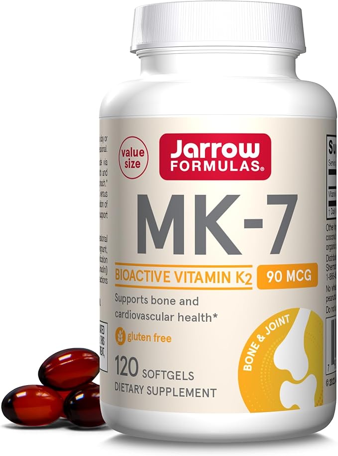 Jarrow Formulas MK7 Promotes Bone Health 90 mcg 120 Softgels &amp Solgar Vitamin D3 (Cholecalciferol) 125 mcg (5000 IU) 240 Vegetable Capsules - Helps Maintain