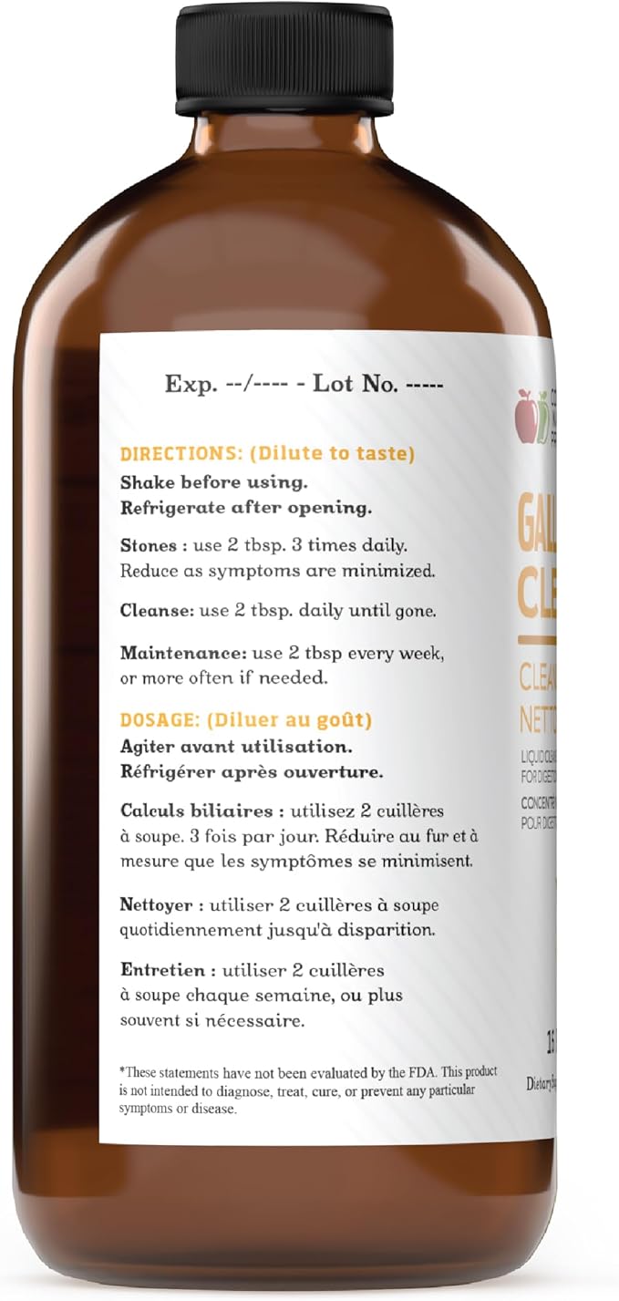 Complete Natural Products Gallbladder Support Liquid 16oz Supplement - Apple Cider Vinegar Formula with Turmeric Beet Milk Thistle Enzymes Digestive Cleanse Aid for Liver Health USA Made Kosher
