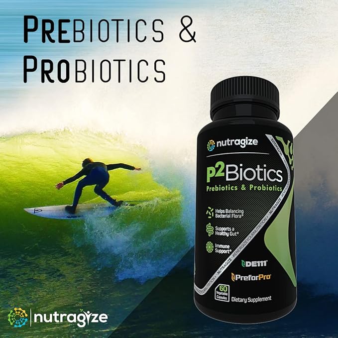 P2Biotics – Advanced Prebiotic and Probiotic Blend for Optimal Gut Health – Supports Digestion Immunity and Overall Wellness - P2Biotics 60 Vegetable Capsules