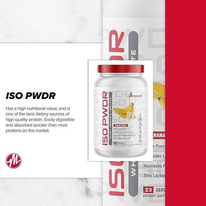 Metabolic Nutrition Whey Protein Isolate ISO PWDR Birthday Cake 1.54lb 23 Servings 26g Protein Fast Digesting Zero Carbs Delicious Flavor Zero Very Low Carbs &amp Fat Zero Lactose