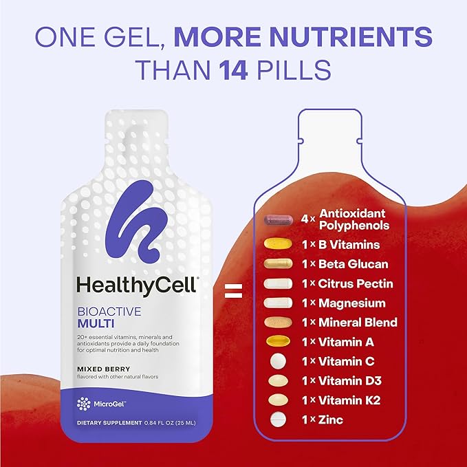 Healthycell Focus &amp Recall Brain Supplement for Memory &amp Focus + Bioactive Multivitamin for Women &amp Men Bundle