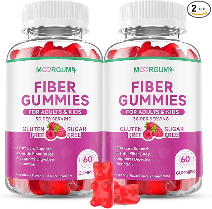 Fiber Gummies for Digestive Health &amp Regularity Sugar-Free High Fiber Supplement for Adults &amp Kids Soluble Dietary Fiber Vegan Fiber Supplements for Men &amp Women 120 Count