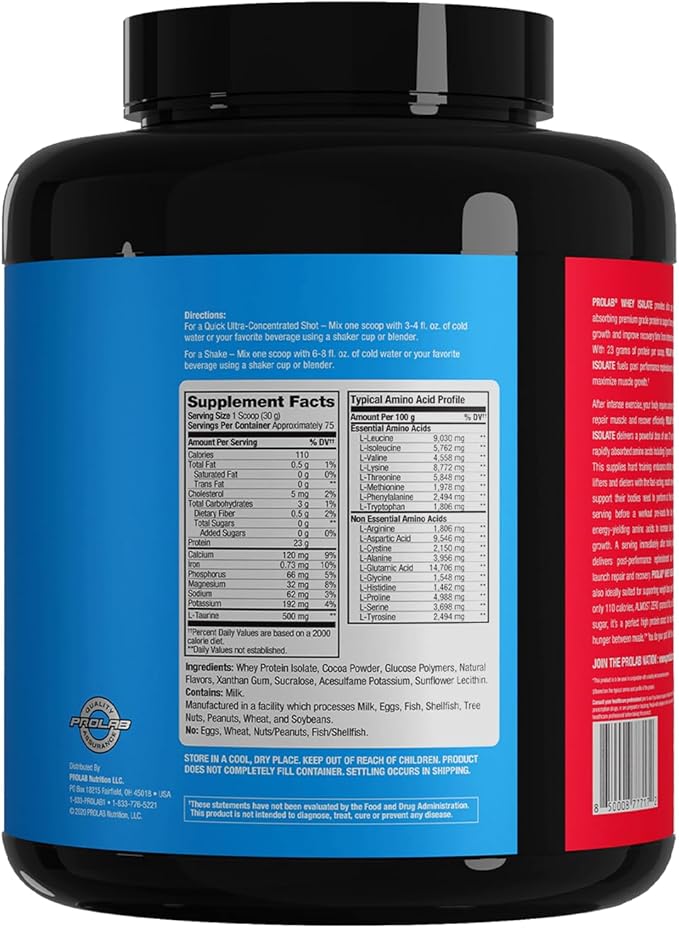 Prolab Whey Isolate 5LB Ultra-Pure Fast-Absorbing Whey Protein Isolate with 23g Protein &amp BCAAsSupports Lean Muscle Growth Recovery &amp Performance (Vanilla Ice Cream)