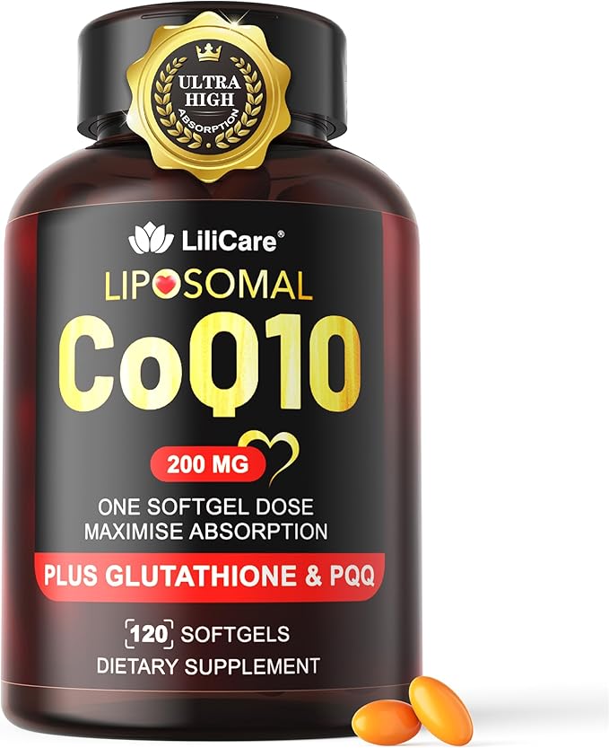 CoQ10-200mg-Softgels 120 Servings Liposomal CoQ10 PQQ &amp Black Pepper Extract for Maximum Absorption - Ultra Ubiquinone Coenzyme Q10 Supplement Powerful Antioxidant Supports Hear-t &amp Energy Bo