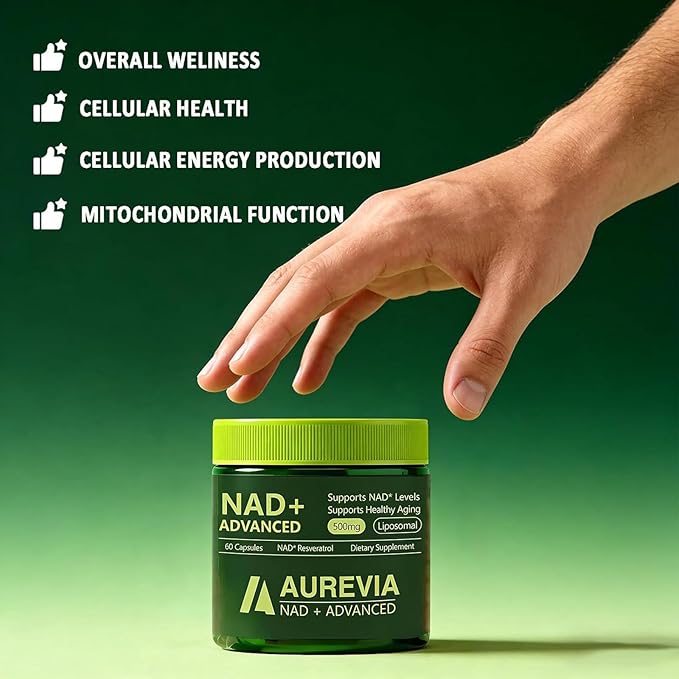 Aurevia NAD Advanced Supplement Aurevia NAD+ Advanced 500mg Liposomal for Energy &amp Cellular Health - Women &amp Men 60 Capsules (1pcs)