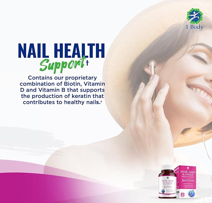 1 Body Hair Skin Nails Growth Vitamin with Biotin - Complete Formula for Men &amp Women - 2 Pack