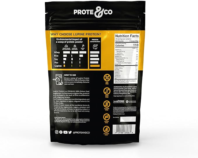 Prote&ampCo Lupin Protein - 24g of Vegan Plant Based Protein Powder. Non GMO No Added Sugar Lactose Free Gluten Free Soy Free. 20 Servings - Banana