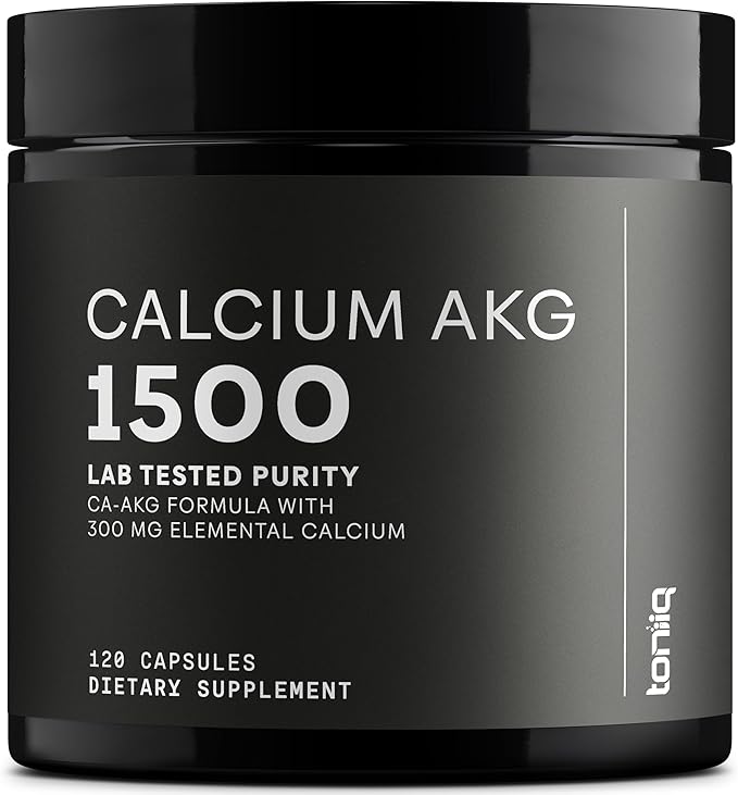 Toniiq 1500mg Ultra High Purity Ca AKG Supplement - 99%+ Highly Purified and Bioavailable Calcium Alpha-Ketoglutarate - Calcium AKG Longevity Supplement - 120 Ca-AKG Vegetarian Capsules