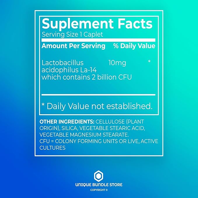 Unique Bundle Store Probiotic Acidophilus 100 Caplets – Probiotic with 2 Billion Active Cultures Digestive Health Probiotics Probioticos for Daily Gut Balance Low Sodium (Pack of 2)