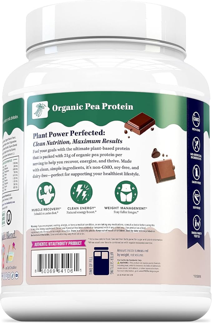 Organic Plant Based Protein for Women Complete Vegan Protein Powder with BCAAs &amp MCTs Plant-Based 21g Dairy-Free Gluten-Free No Added Sugar Supports Muscle Recovery (Chocolate Flavored 30 Servi