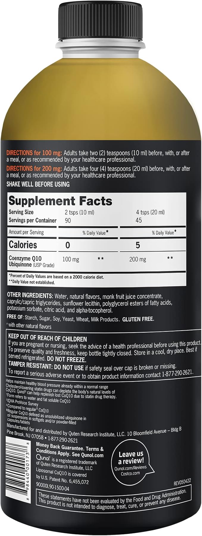 Qunol CoQ10 Liquid Supplement 100mg Superior Absorption Natural Form of Coenzyme Q10 Antioxidant for Heart Health Orange Pineapple Flavored 90 Servings 30.4 oz Bottle