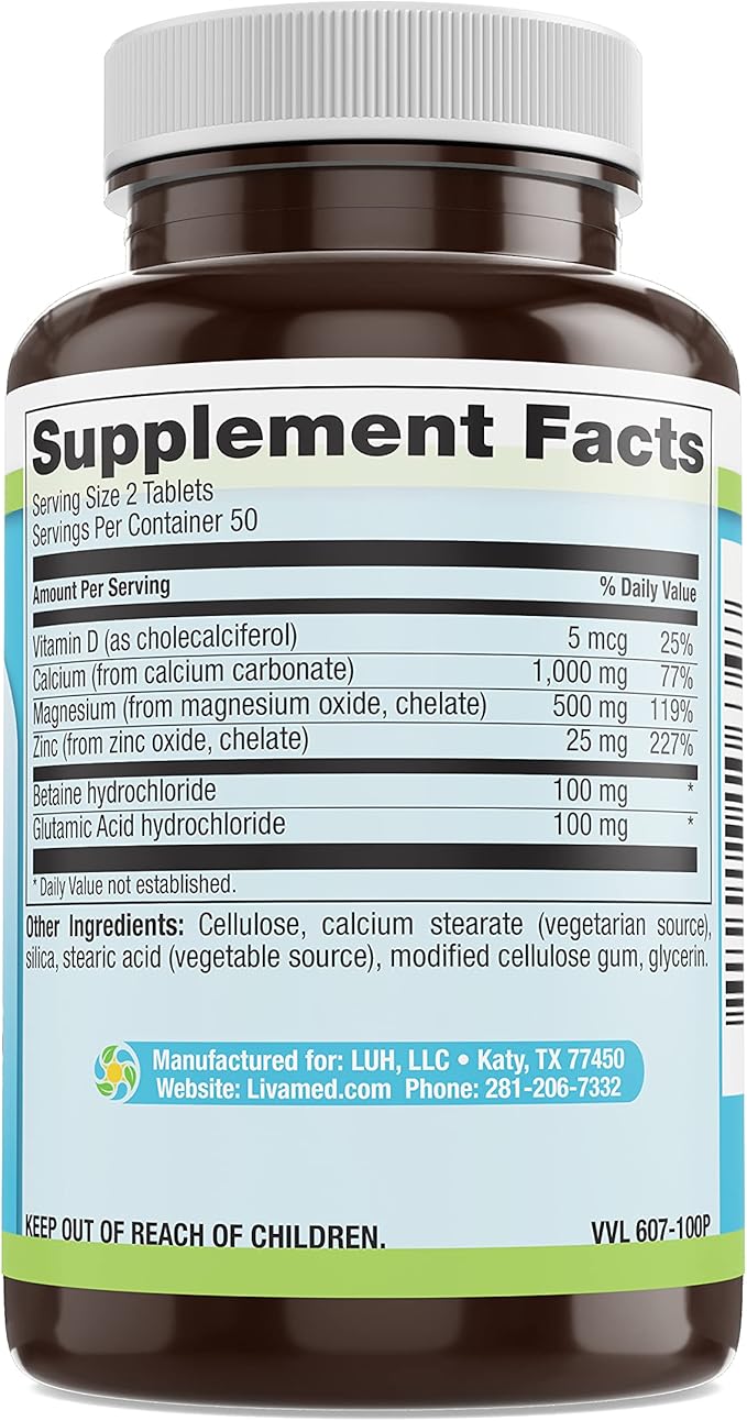 Cal-Mag-Zinc Chelated with Vitamin D3 Bone Strength Supplement -Healthy Bones &amp Teeth Heart Muscle &amp Healthy Cardiovascular System -Best Whole Food Vitamin &amp Mineral Complex-100 Vegan