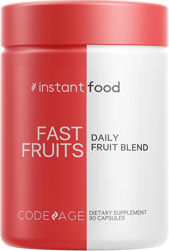 Codeage Instantfood Fast Fruits Over 15 Fruits Powders Equivalent All-in-One Vegan Daily Whole Food Vitamins - Berries Antioxidant Polyphenols &amp Bioflavonoid Multivitamin Non-GMO 90 Capsules