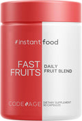 Codeage Instantfood Fast Fruits Over 15 Fruits Powders Equivalent All-in-One Vegan Daily Whole Food Vitamins - Berries Antioxidant Polyphenols &amp Bioflavonoid Multivitamin Non-GMO 90 Capsules
