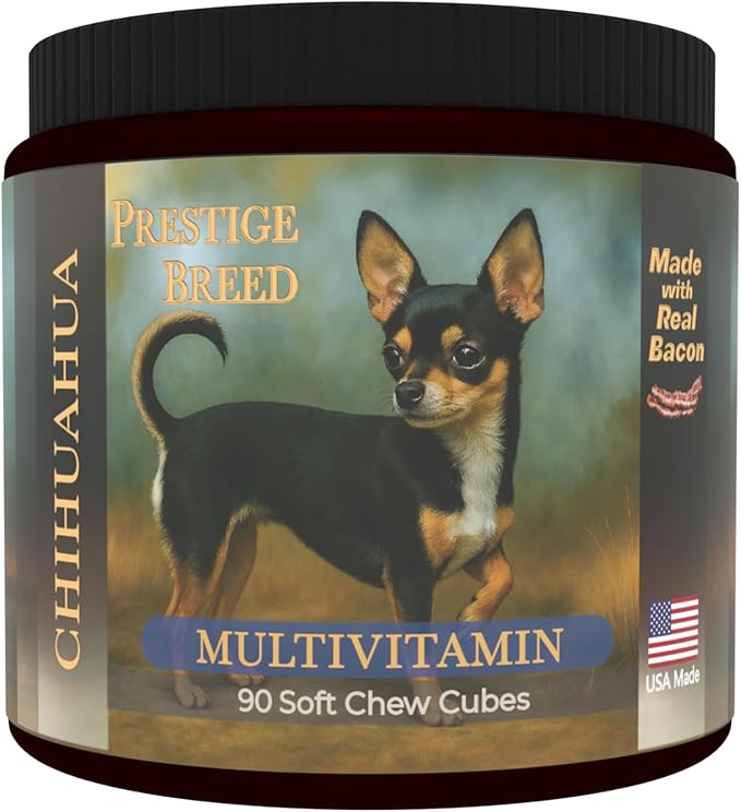 Multivitamins Balanced Nutrition for Your Chihuahua 90 Count Made in The USA with Real Bacon
